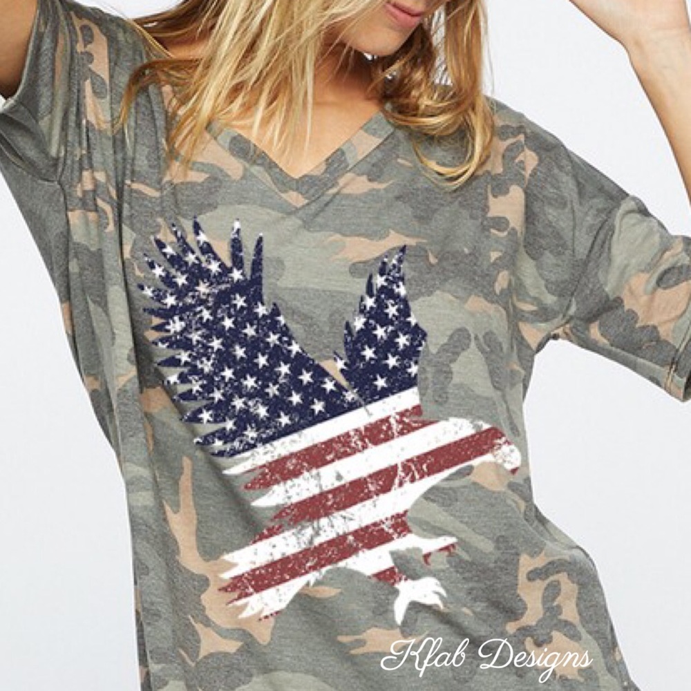 ❤️LAST 1! SALE! V Neck Camo Graphic Print Top! - Picture 12 of 12